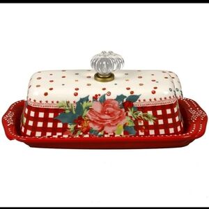 HTF Pioneer Woman Cheerful Rose Butter Dish